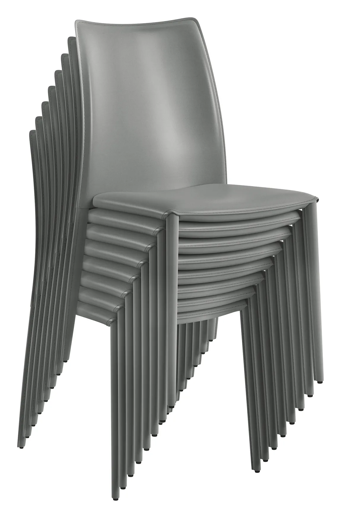 Minimalist Leather Stacking Chairs - Set of 2