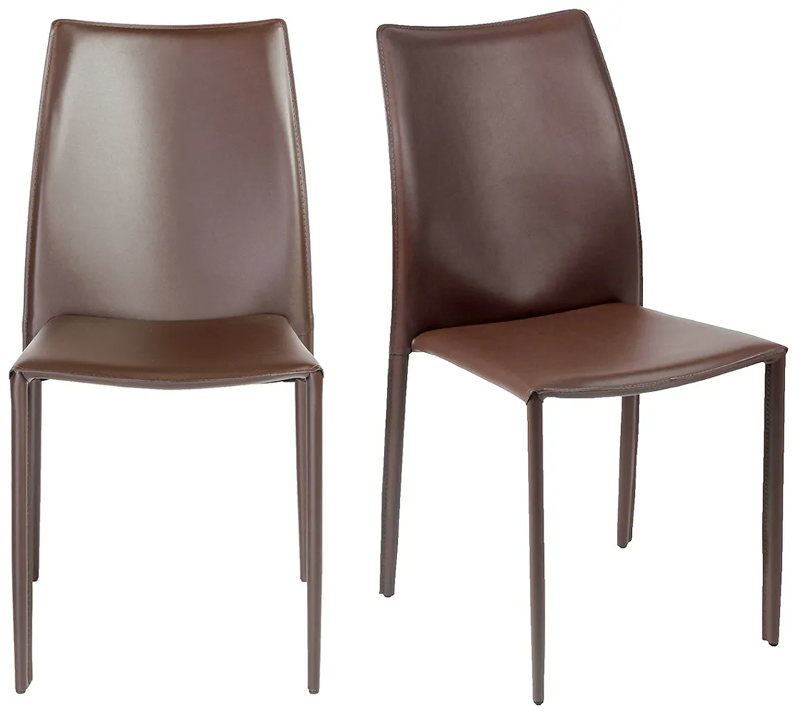 Minimalist Leather Stacking Chairs - Set of 2
