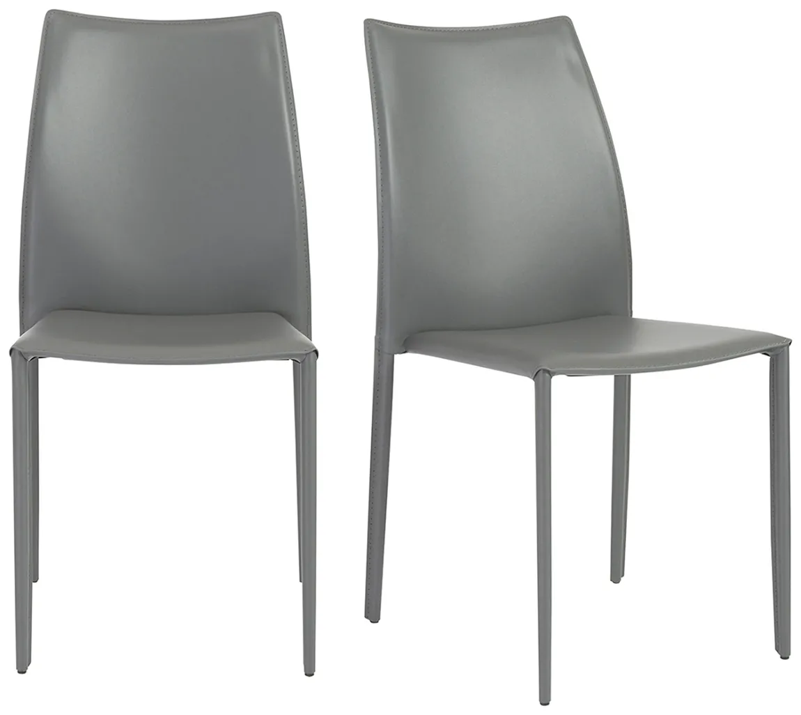 Minimalist Leather Stacking Chairs - Set of 2