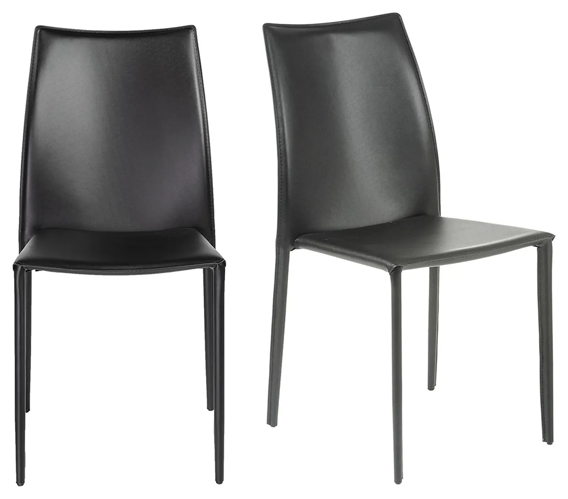 Minimalist Leather Stacking Chairs - Set of 2