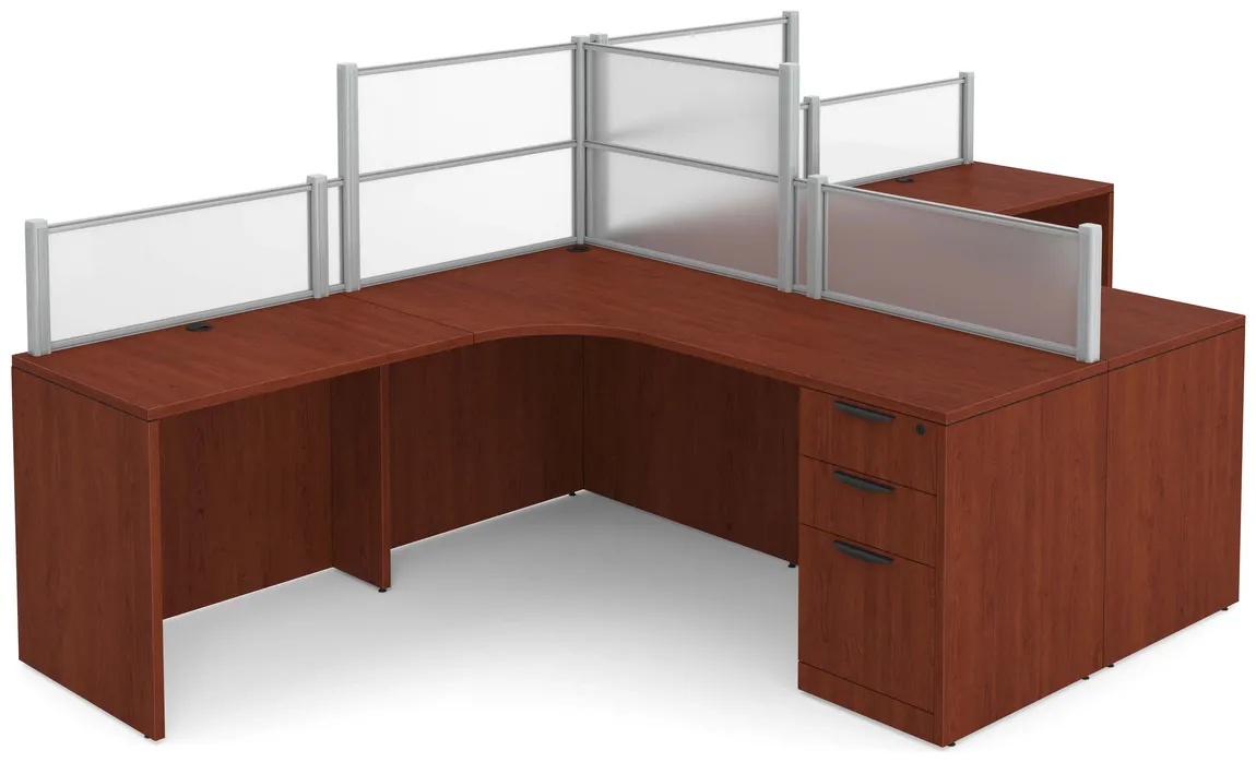 2 Person Desk with Acrylic Dividers