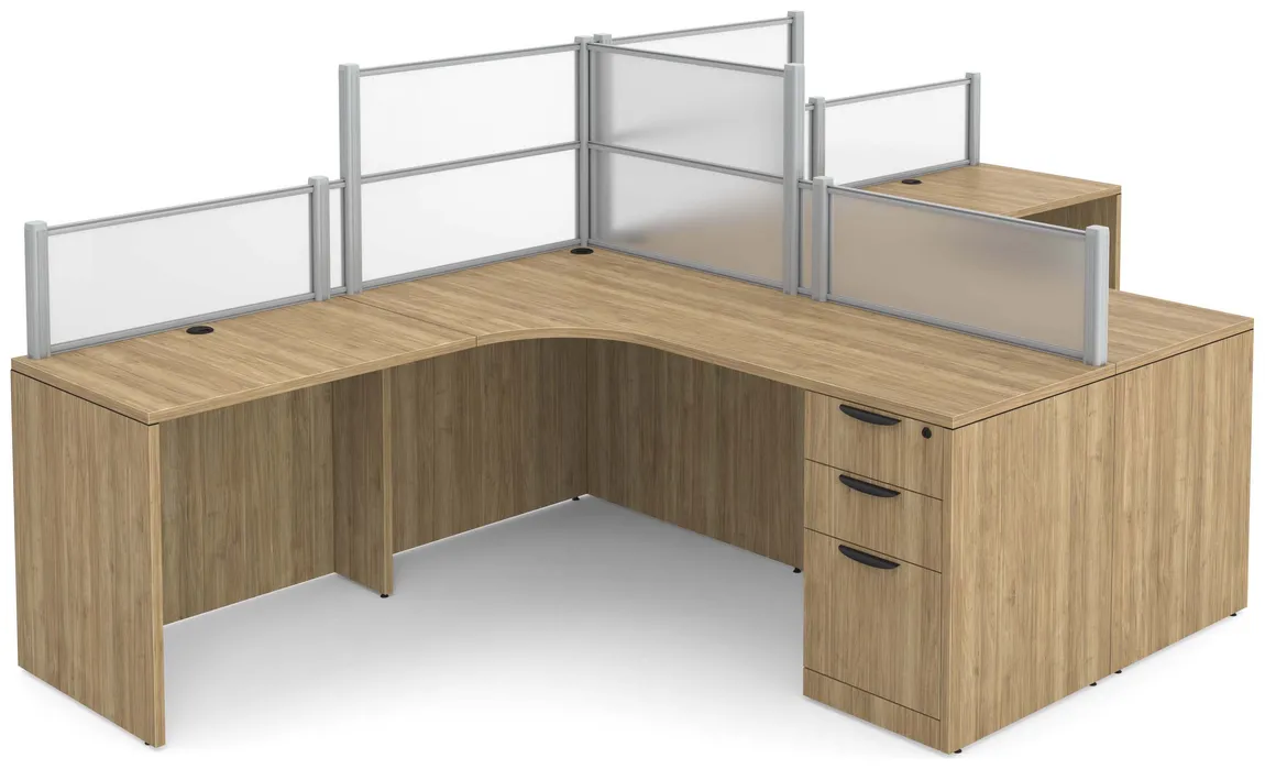 2 Person Desk with Acrylic Dividers