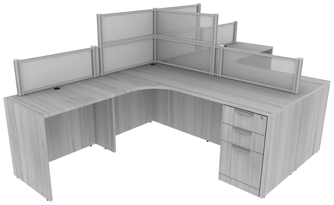 small 2 person desk with acrylic dividers 15