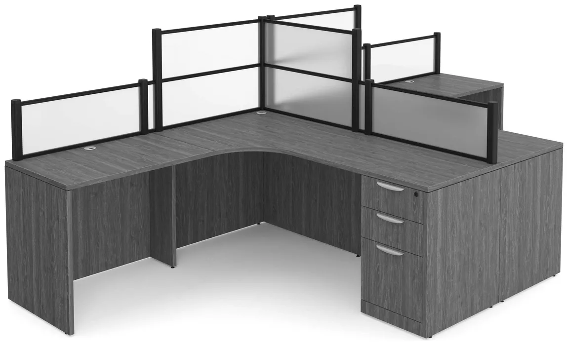2 Person Desk with Acrylic Dividers
