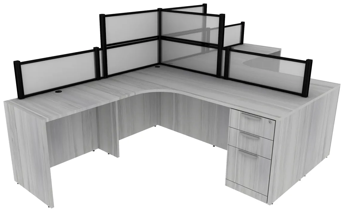 2 Person Desk with Acrylic Dividers