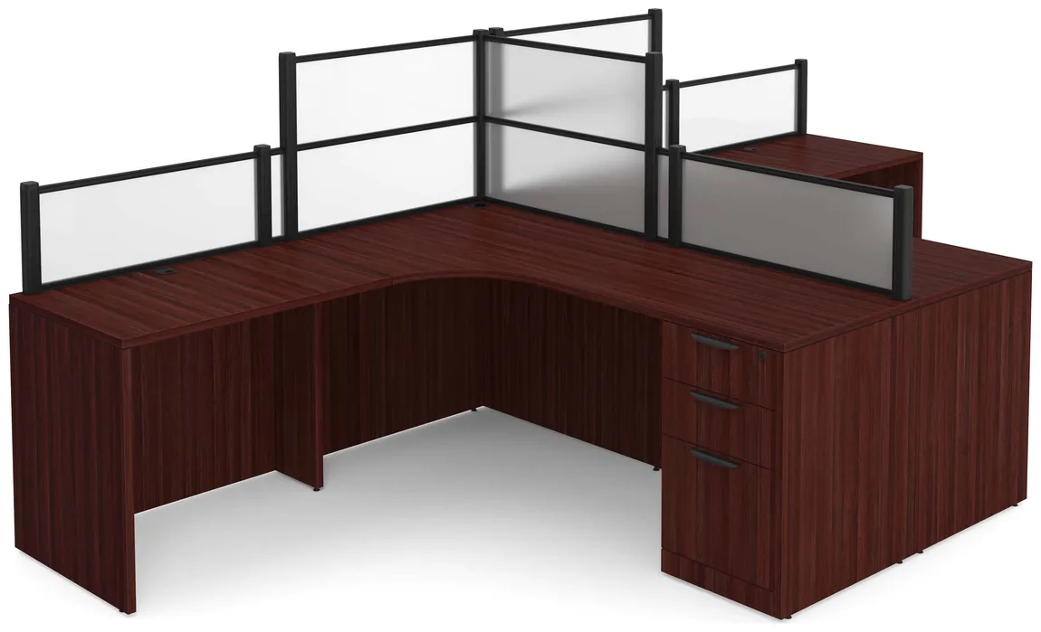 2 Person Desk with Acrylic Dividers