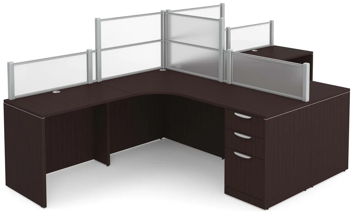 small 2 person desk with acrylic dividers 11