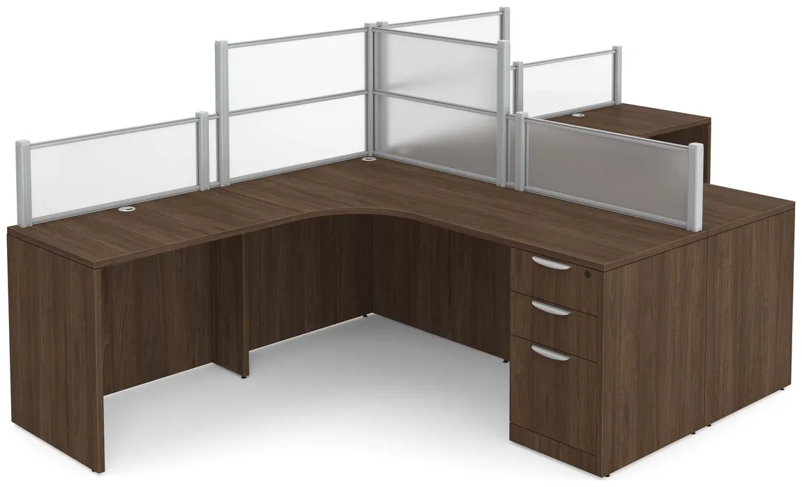 small 2 person desk with acrylic dividers 13