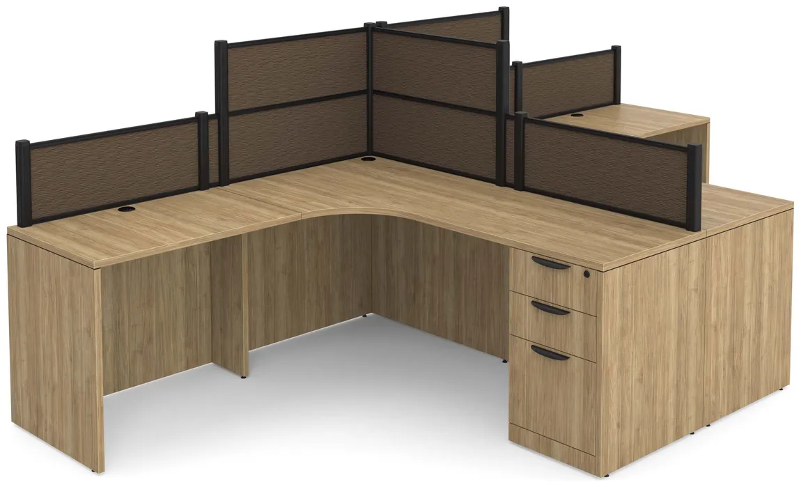 2 Person Desk with Fabric Privacy Panels