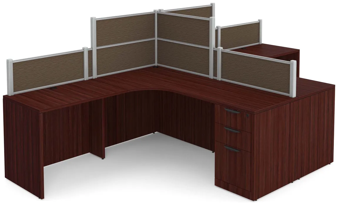2 Person Desk with Fabric Privacy Panels