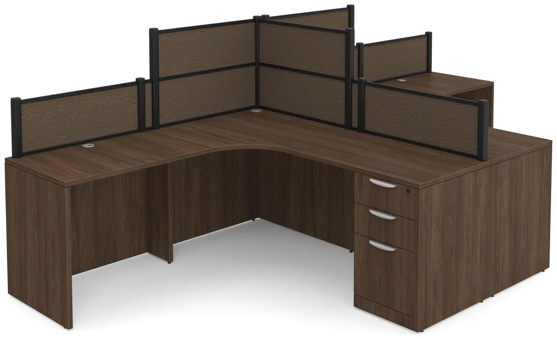 small 2 person desk with fabric privacy panels 13