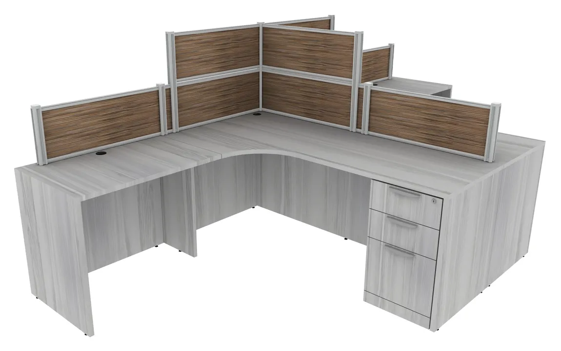 2 Person Desk with Fabric Privacy Panels