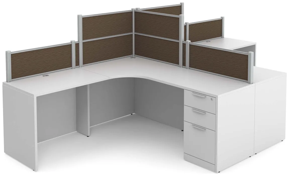 2 Person Desk with Fabric Privacy Panels