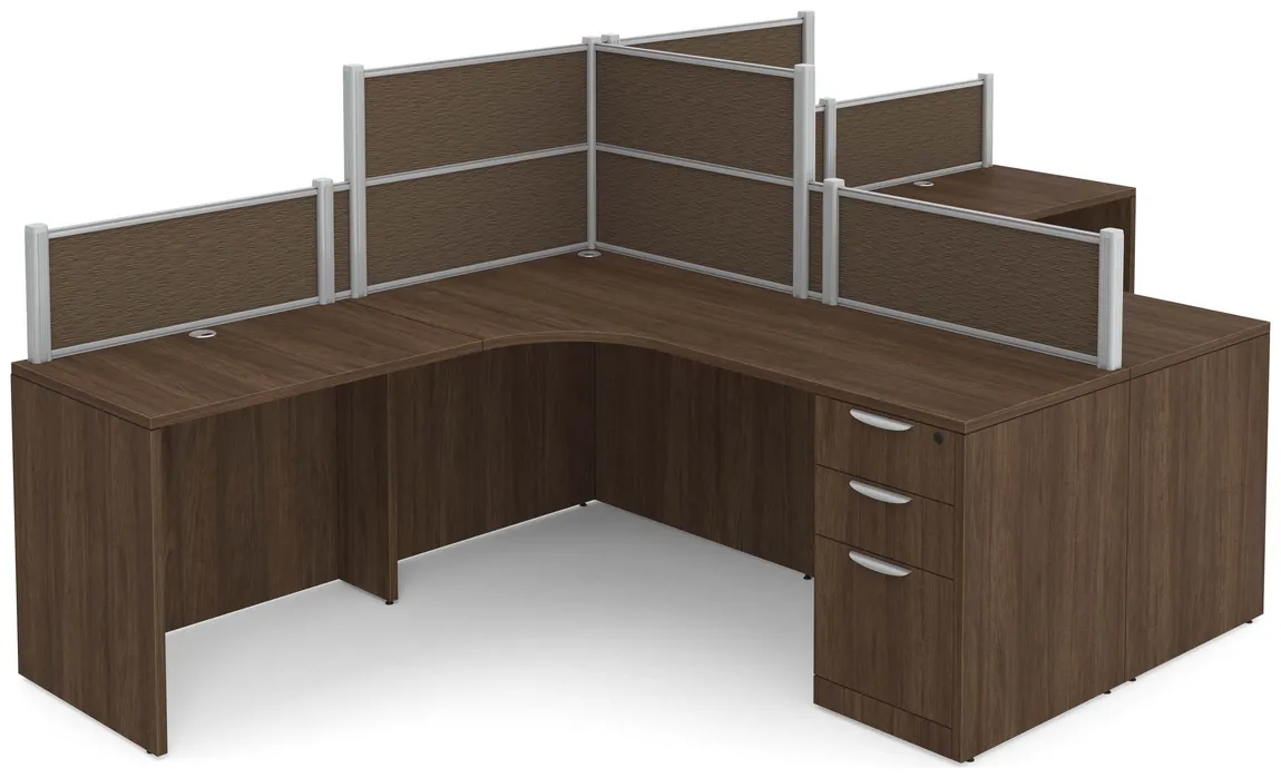 2 Person Desk with Fabric Privacy Panels