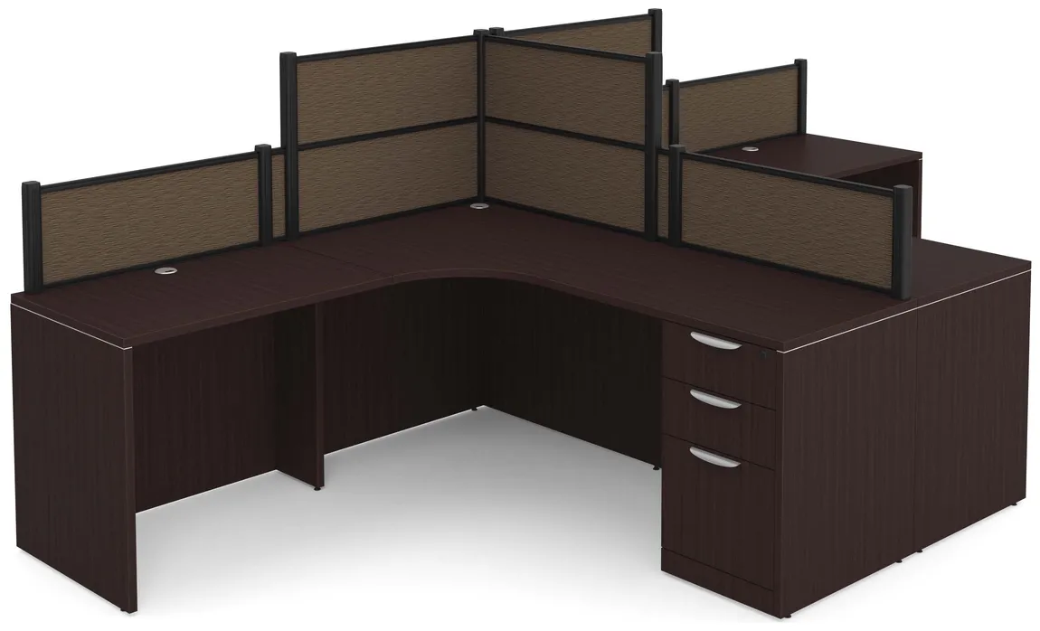 2 Person Desk with Fabric Privacy Panels