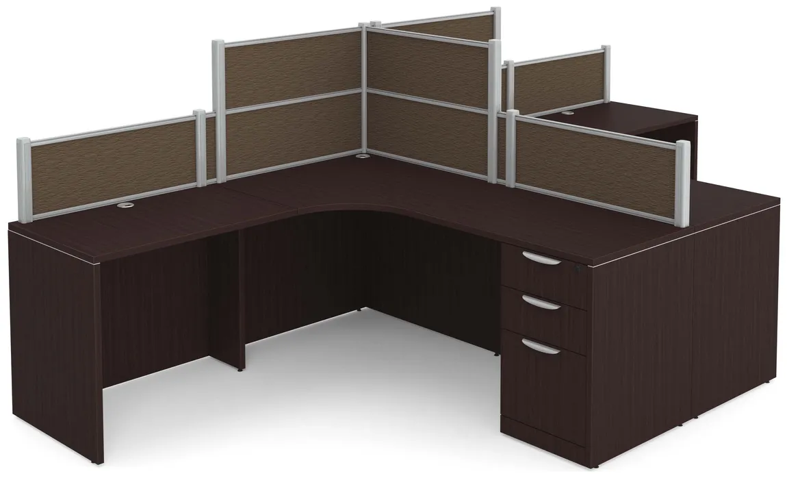 2 Person Desk with Fabric Privacy Panels