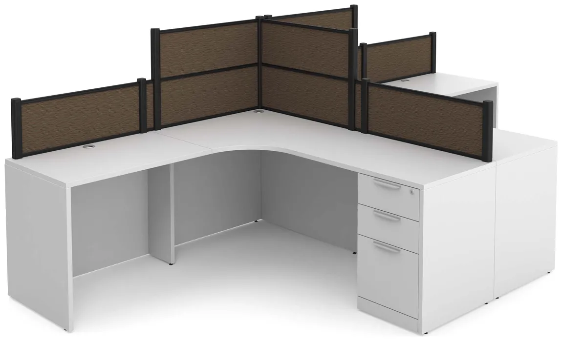 2 Person Desk with Fabric Privacy Panels
