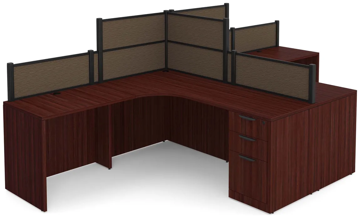 2 Person Desk with Fabric Privacy Panels