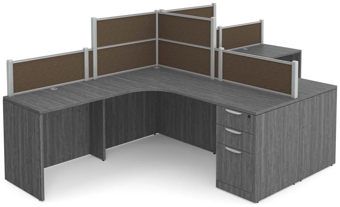 small 2 person desk with fabric privacy panels 14