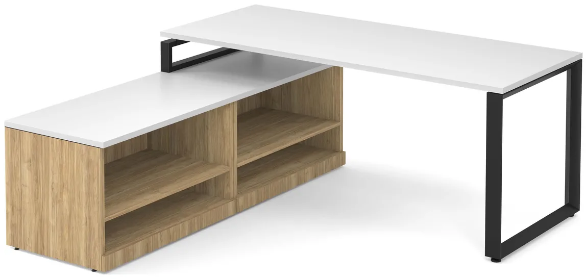 Modern L Shaped Desk with Shelves