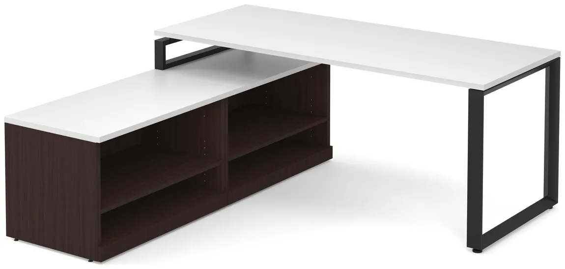 Modern L Shaped Desk with Shelves