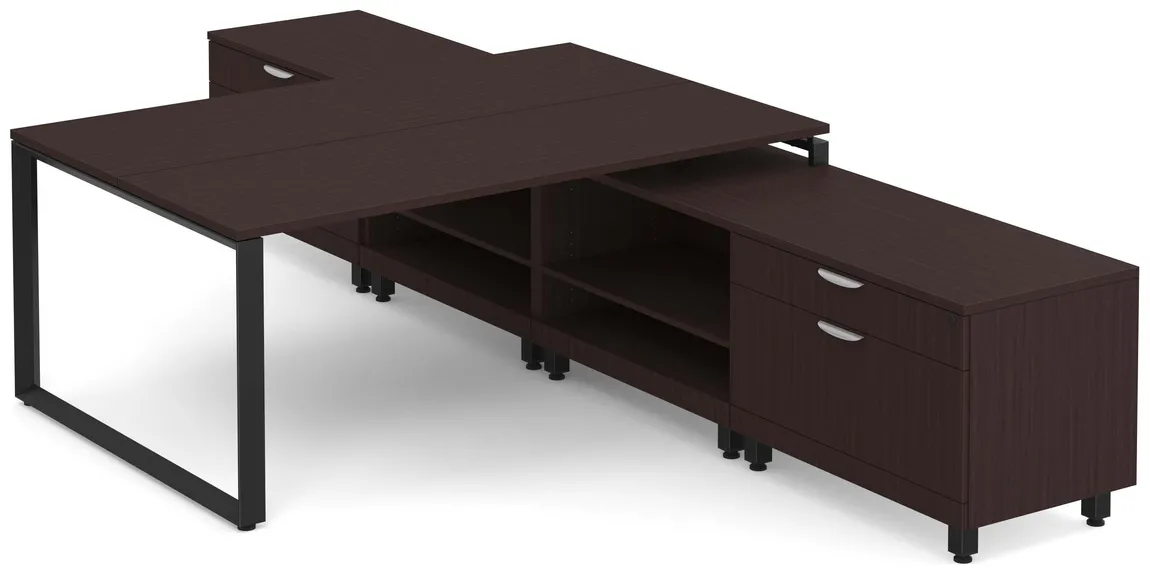 2 Person T Shaped Desk with Storage