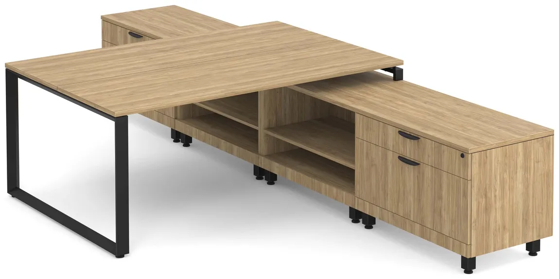 2 Person T Shaped Desk with Storage