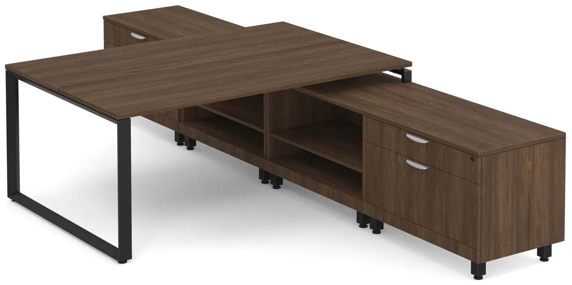 2 Person T Shaped Desk with Storage