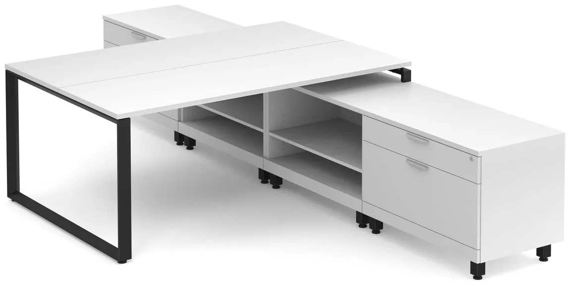 2 Person T Shaped Desk with Storage