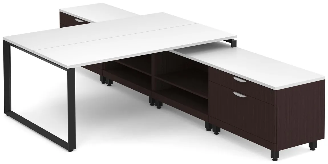 2 Person T Shaped Desk with Storage