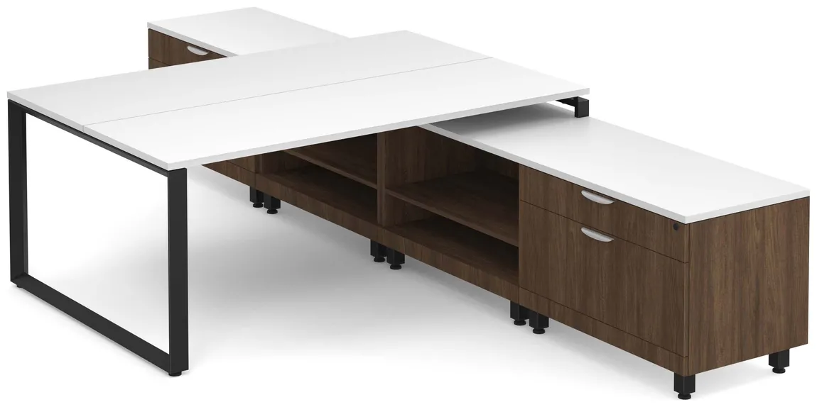 2 Person T Shaped Desk with Storage