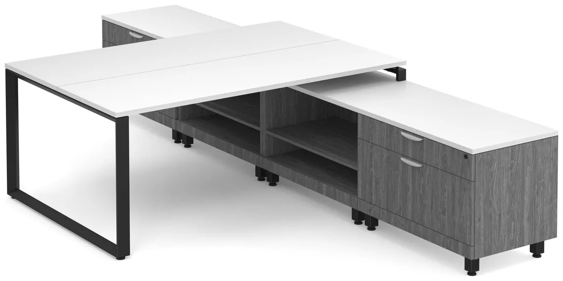 2 Person T Shaped Desk with Storage