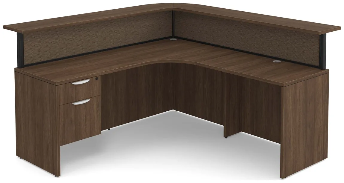 L Shaped Reception Desk with Divider Panels