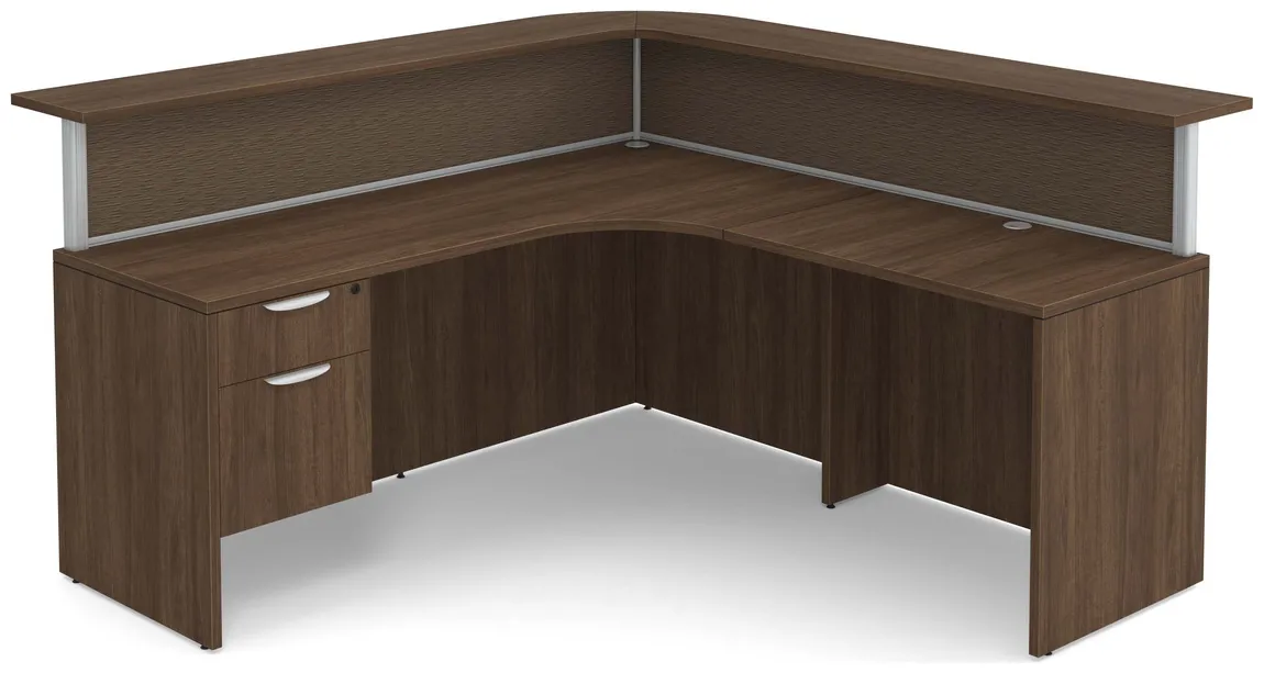 L Shaped Reception Desk with Divider Panels