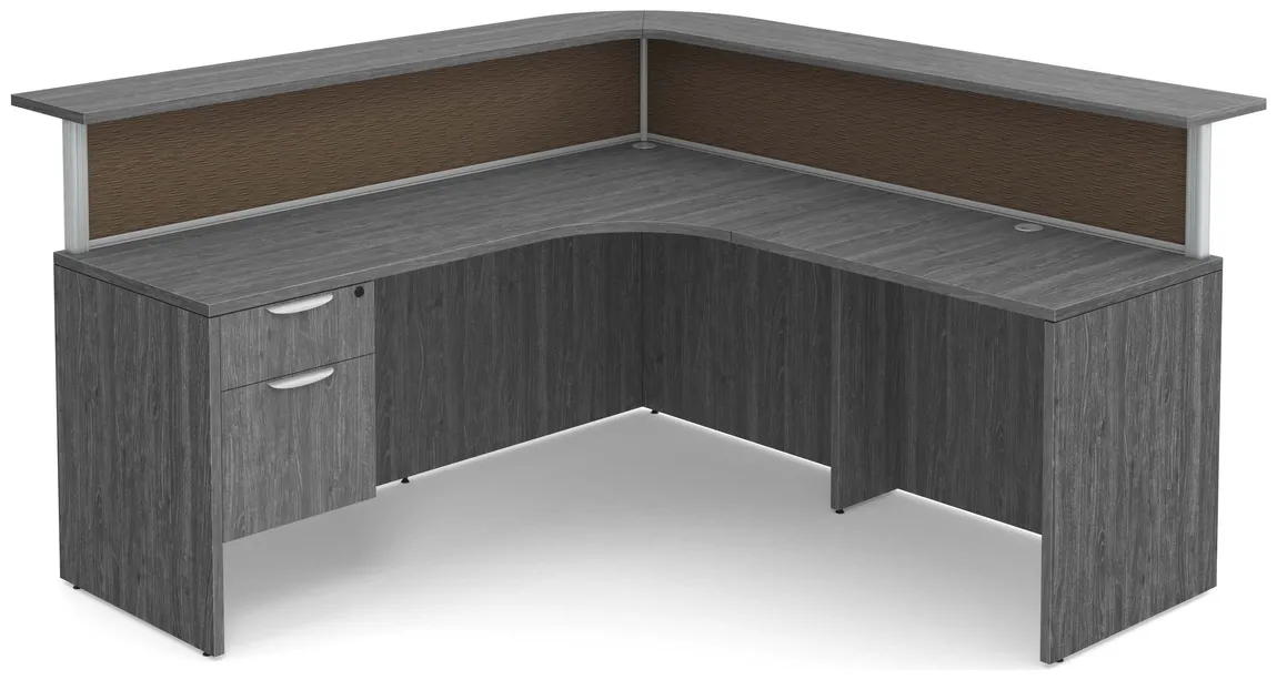 L Shaped Reception Desk with Divider Panels