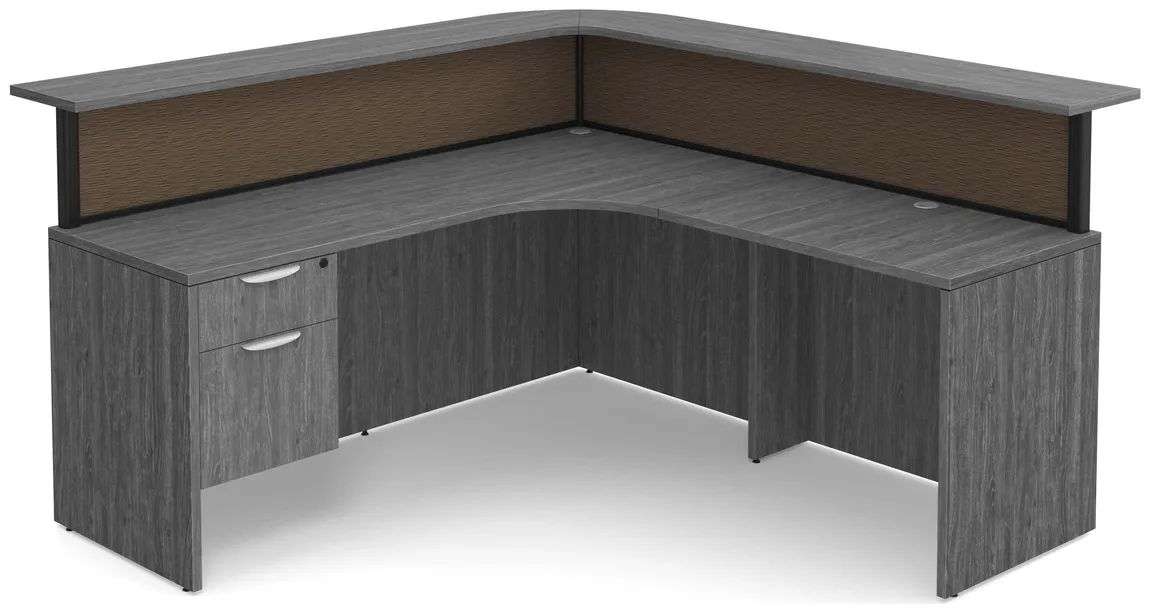 L Shaped Reception Desk with Divider Panels