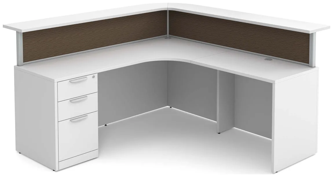 L Shaped Reception Desk with Divider Panels