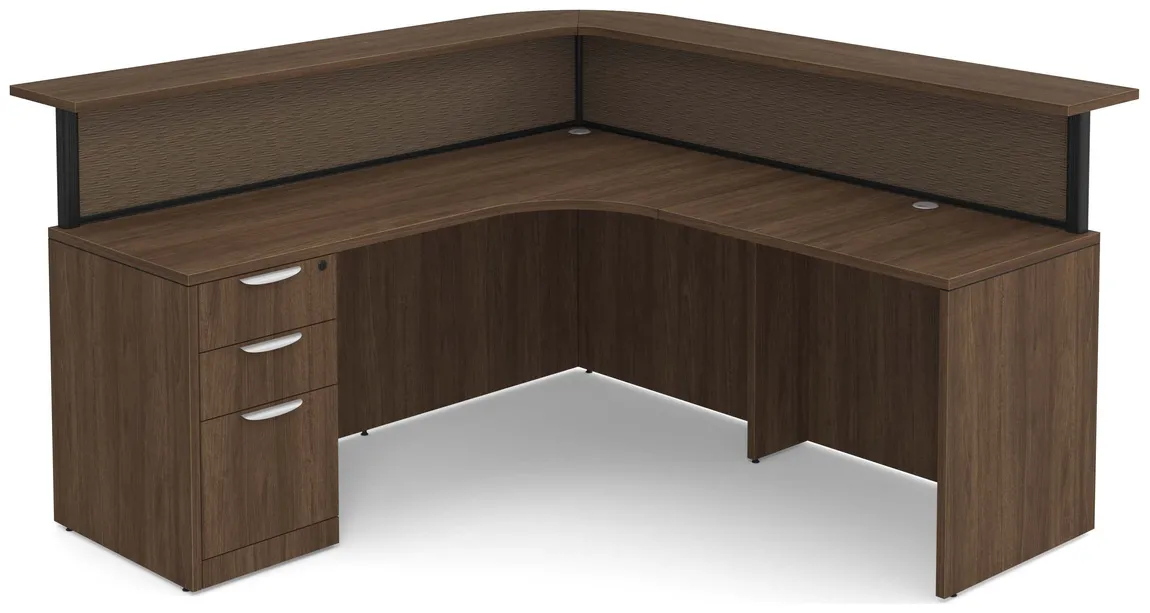 L Shaped Reception Desk with Divider Panels