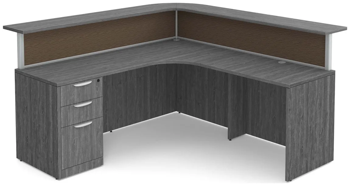 L Shaped Reception Desk with Divider Panels