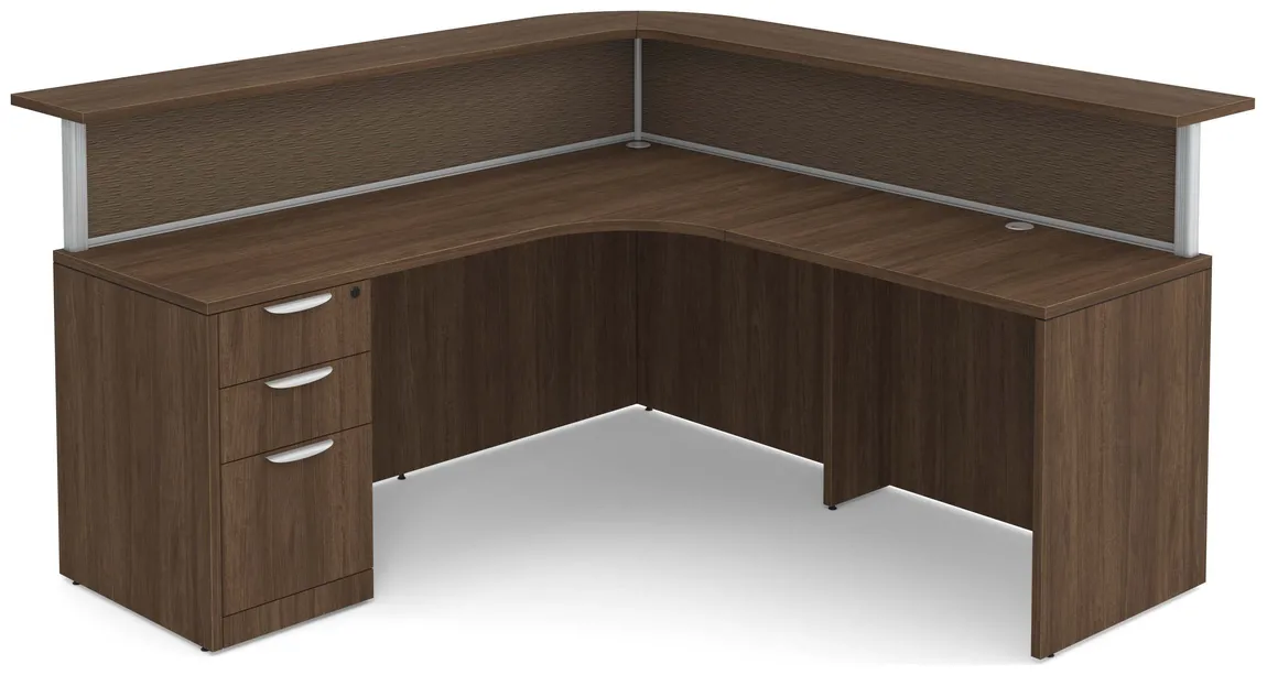 L Shaped Reception Desk with Divider Panels