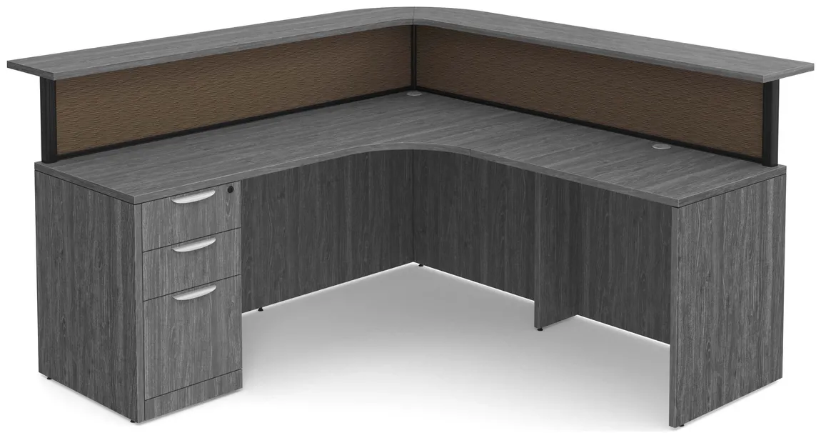 L Shaped Reception Desk with Divider Panels