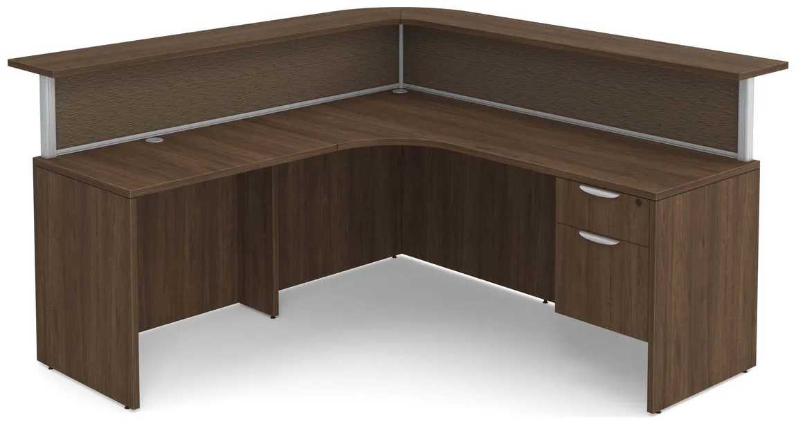 L Shaped Reception Desk with Divider Panels