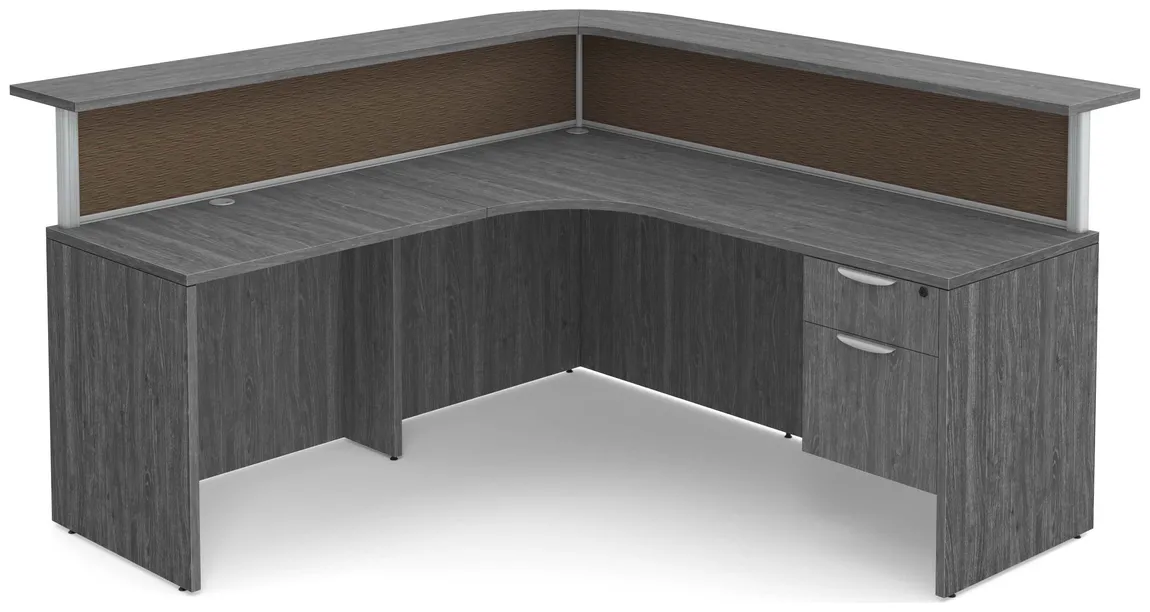 L Shaped Reception Desk with Divider Panels