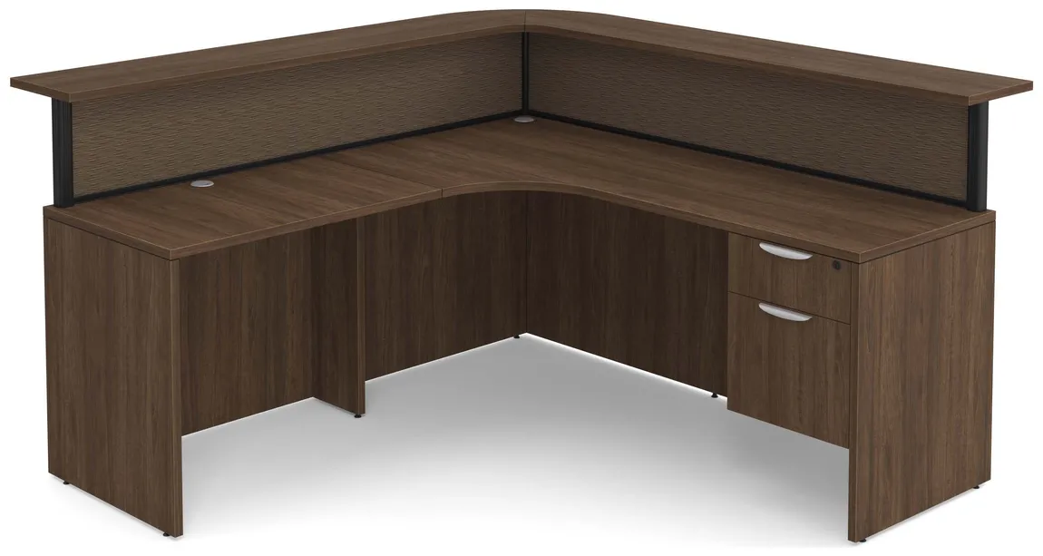 L Shaped Reception Desk with Divider Panels