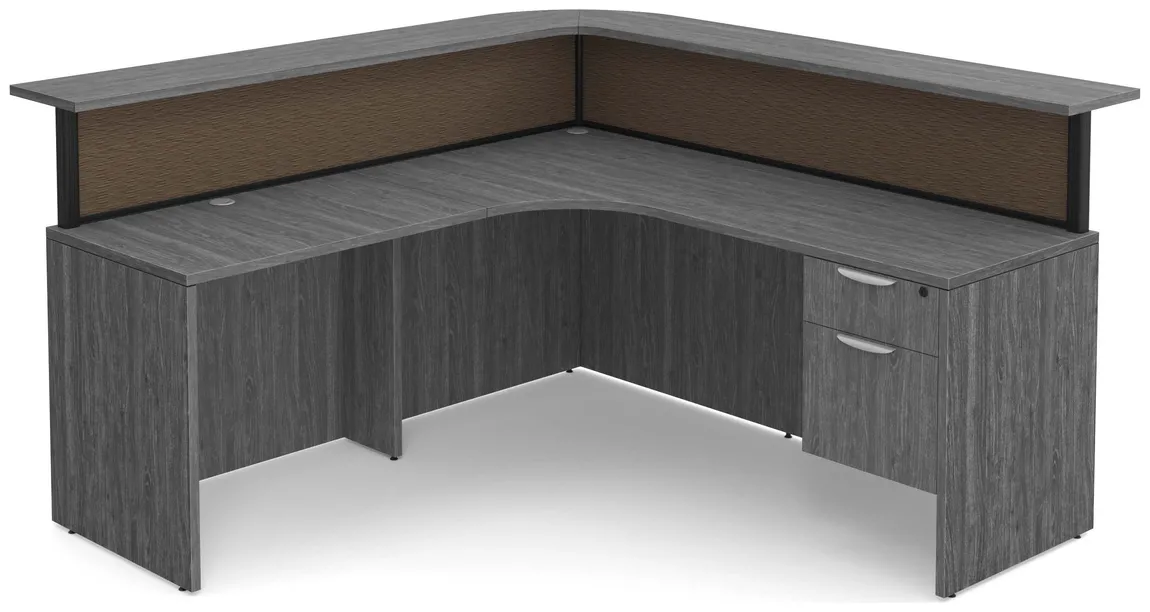 L Shaped Reception Desk with Divider Panels