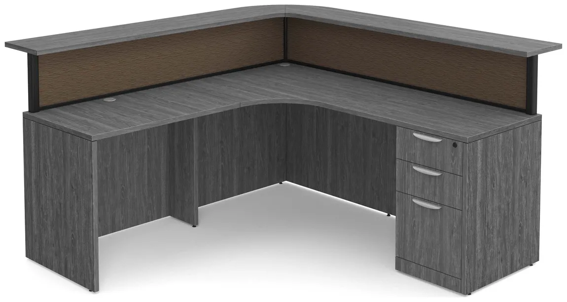 L Shaped Reception Desk with Divider Panels