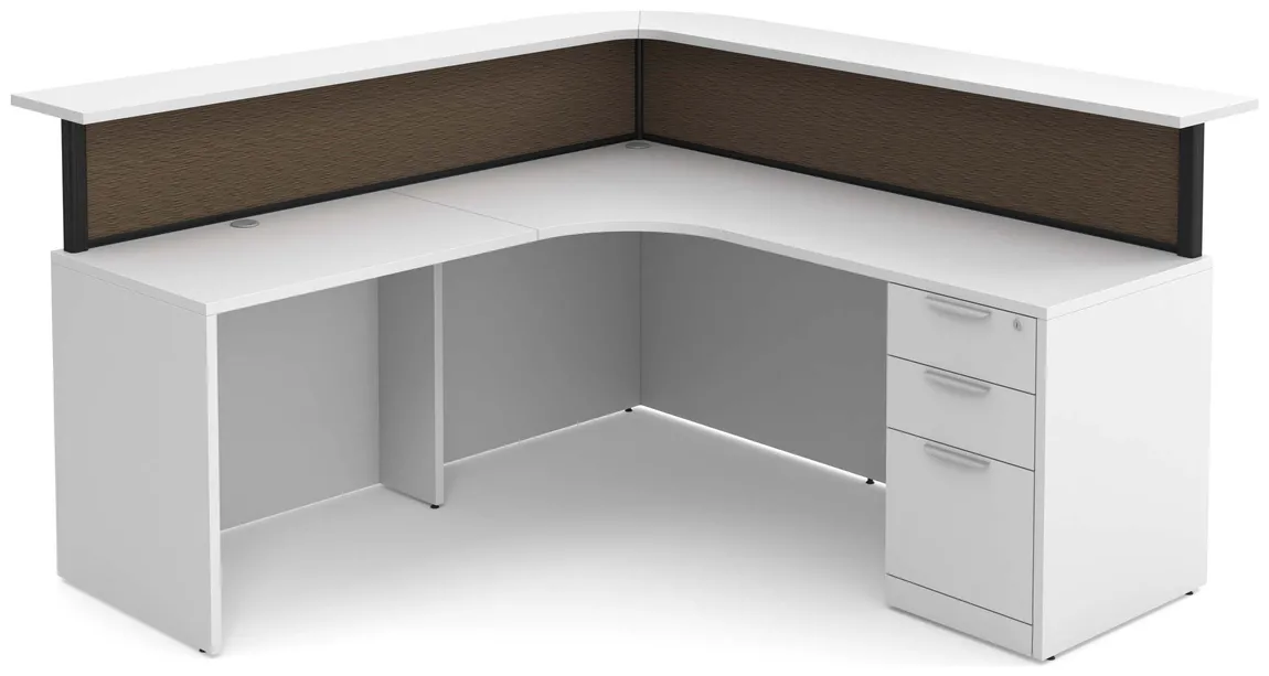 L Shaped Reception Desk with Divider Panels