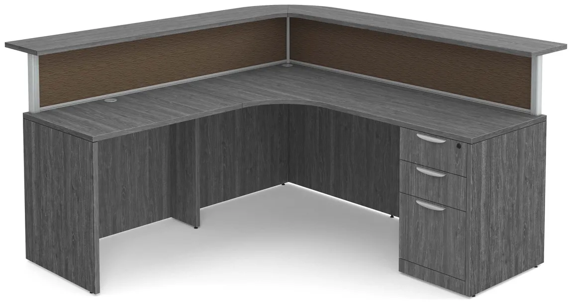 L Shaped Reception Desk with Divider Panels