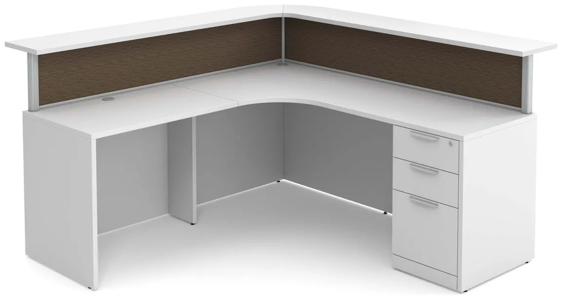 L Shaped Reception Desk with Divider Panels