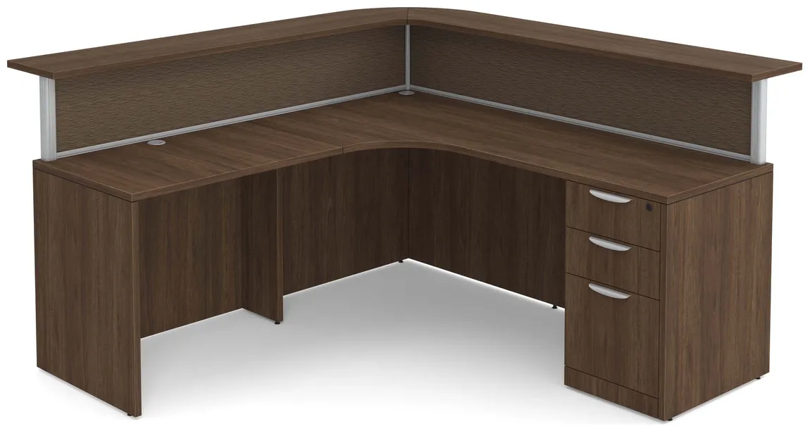 L Shaped Reception Desk with Divider Panels